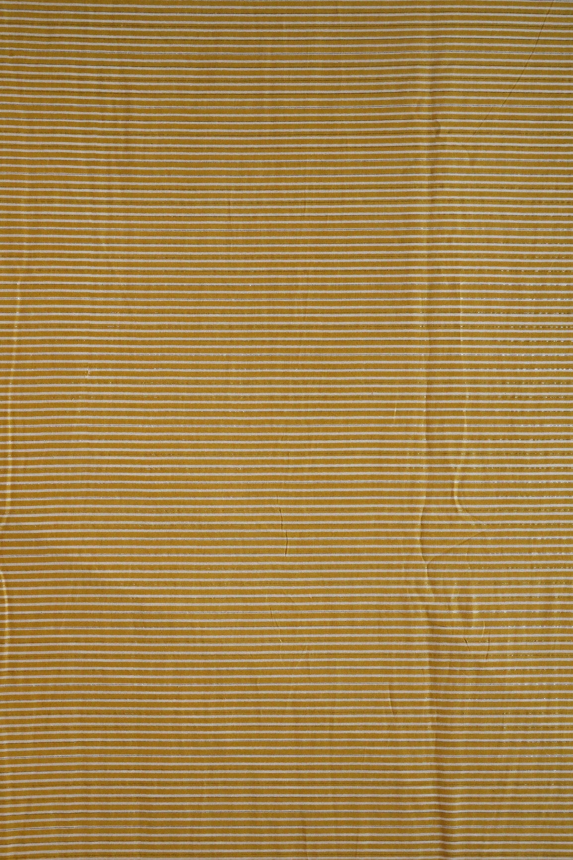 doeraa Prints Mehendi Green And White Stripes Pattern Screen Print on Lurex organic Cotton Fabric