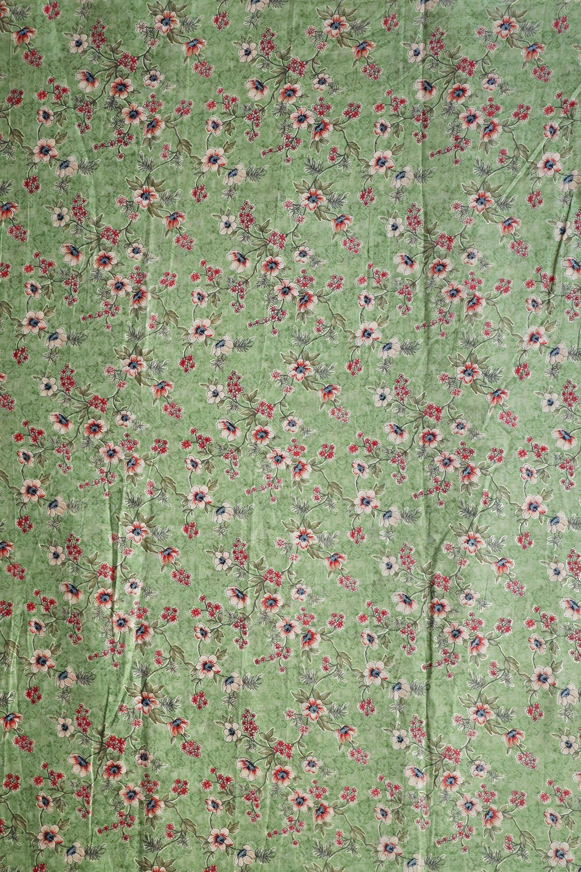 doeraa Prints Mint Green And Beige Color Floral Foil Print On Pure Mul Cotton Fabric