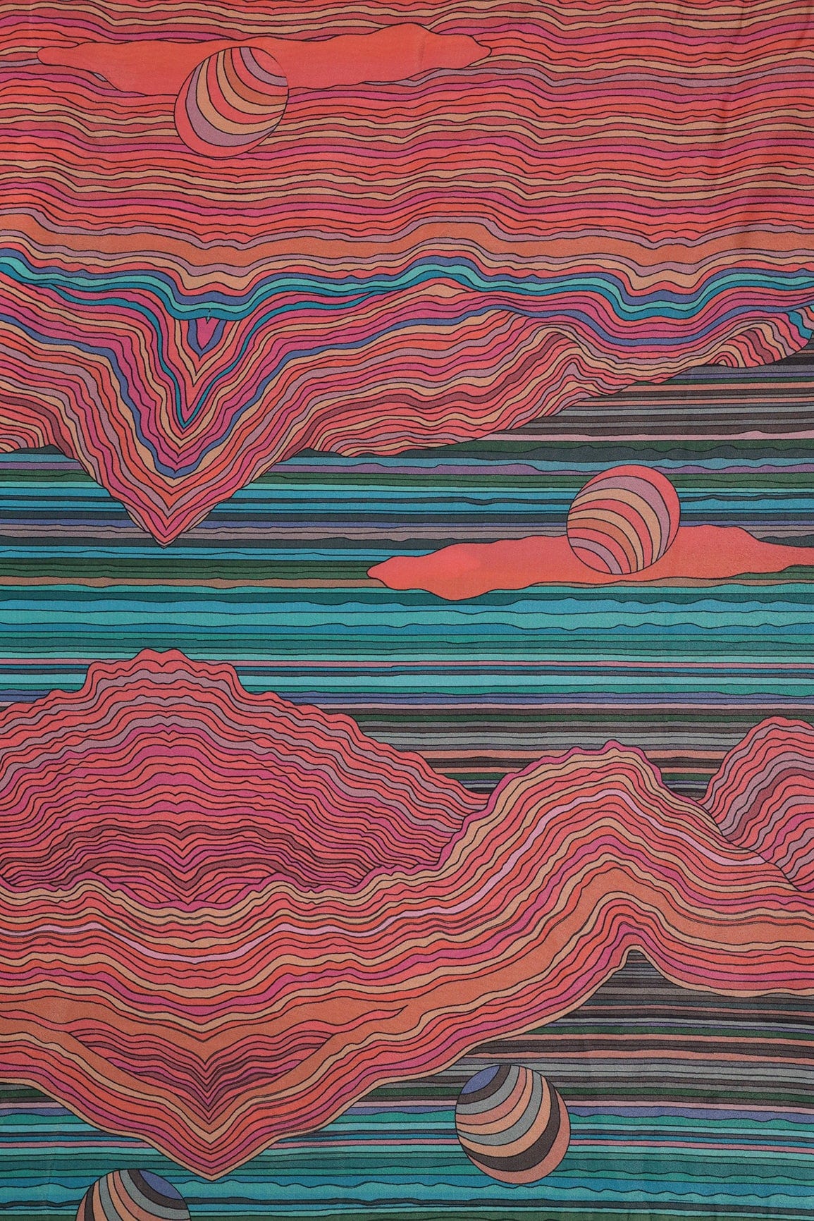 doeraa Prints Multi Color Abstract Pattern Digital Print On Malai Crepe Fabric