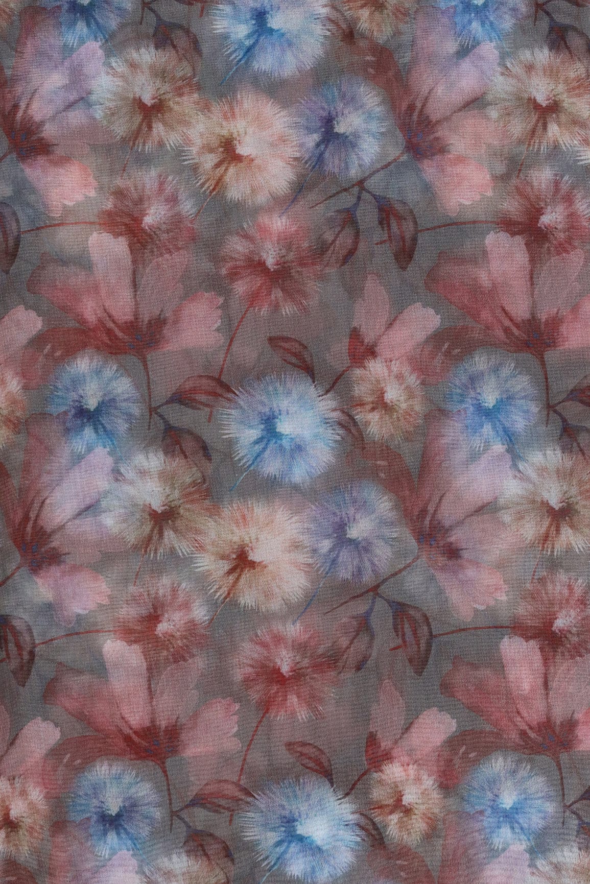doeraa Prints Multi Color Beautiful Floral Digital Print On Grey Organza Fabric