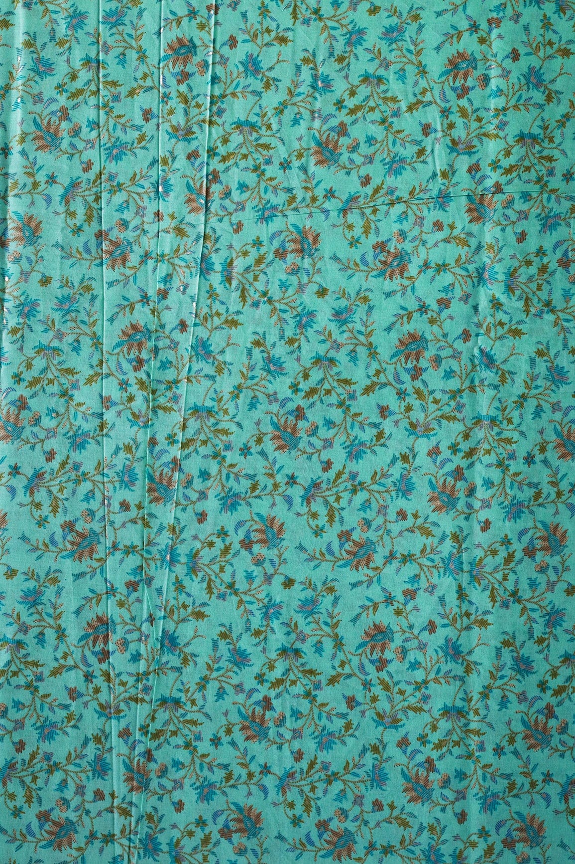 doeraa Prints Multi Color Floral Foil Print On Mint Green Pure Mul Cotton Fabric