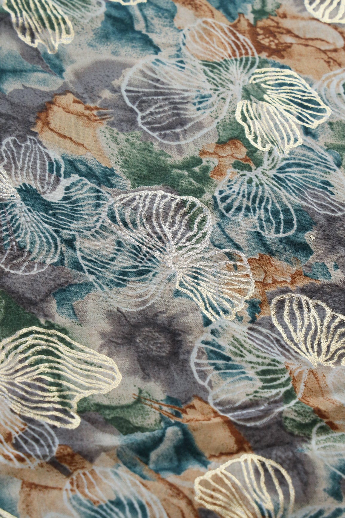 doeraa Prints Multi Color Floral Foil Print On Pure Mul Cotton Fabric