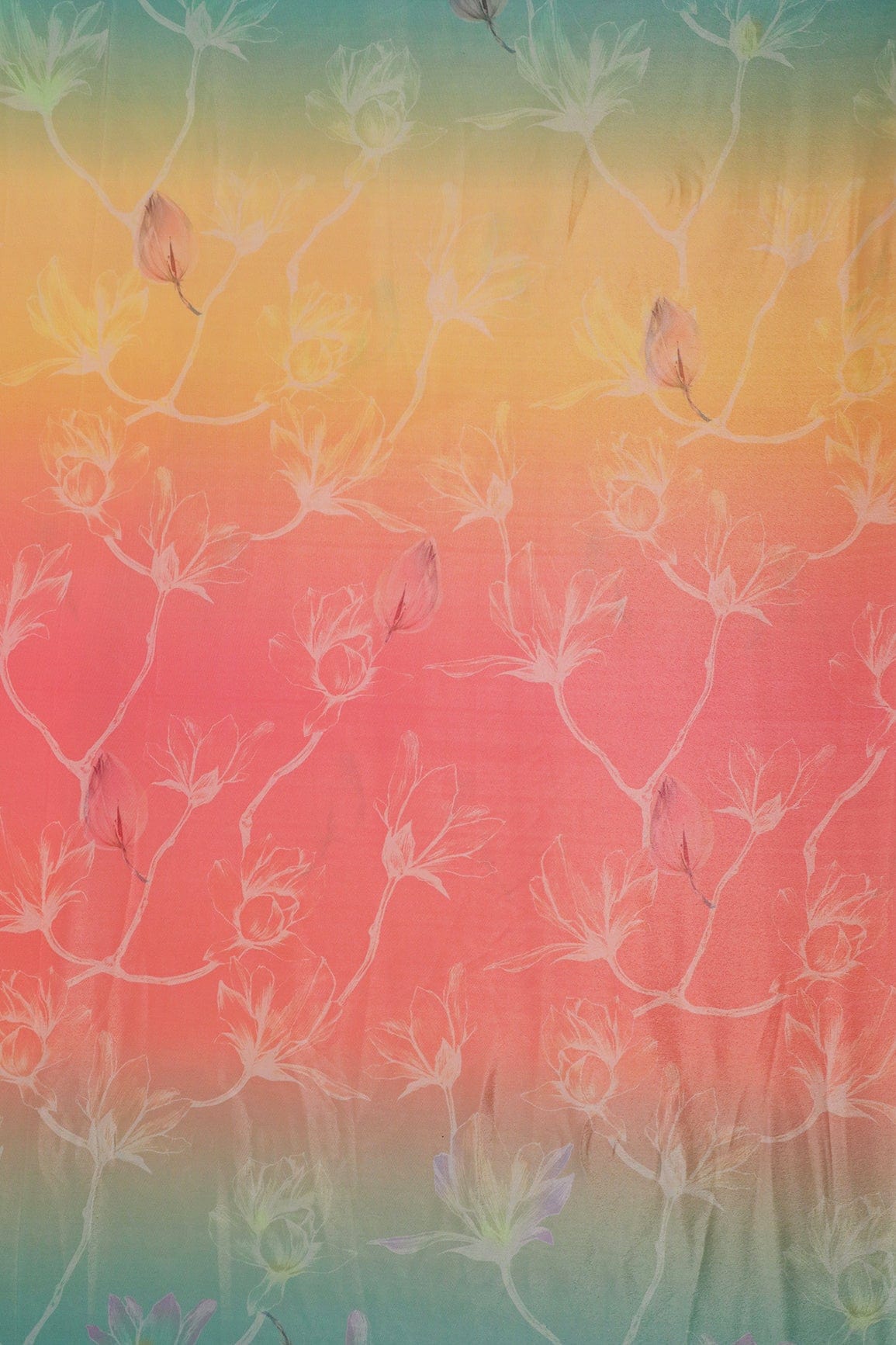 doeraa Prints Multi Color Floral Pattern Digital Print On Malai Crepe Fabric