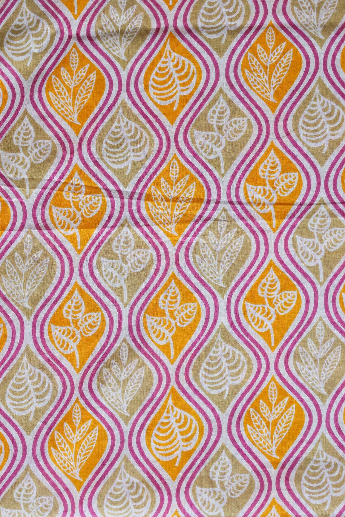 doeraa Prints Multi Color Ogee Print On White Pure Cotton Fabric