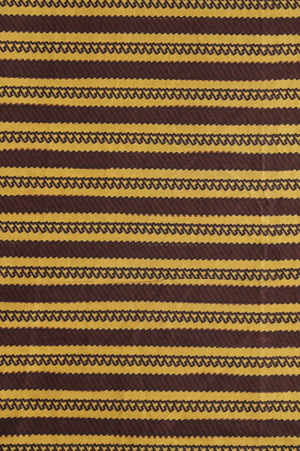 doeraa Prints Mustard And Brown Stripes On Pure Cotton Fabric