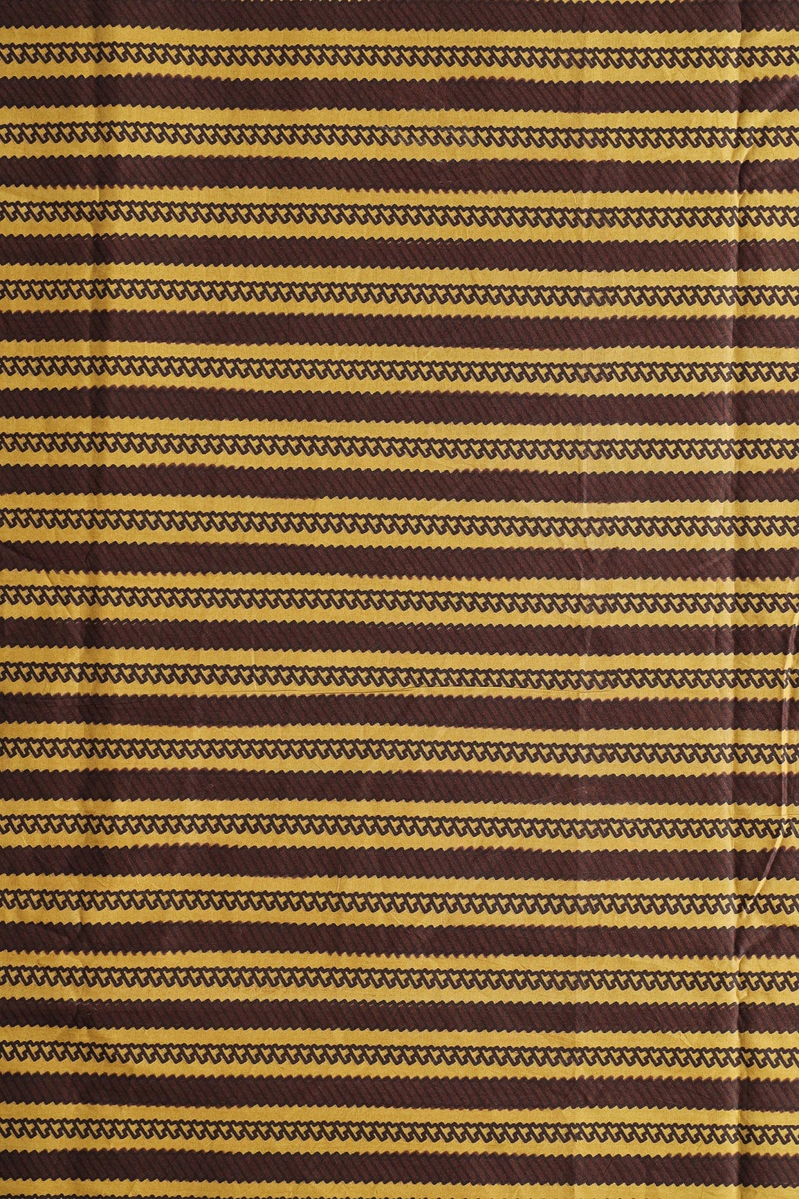 doeraa Prints Mustard And Brown Stripes On Pure Cotton Fabric