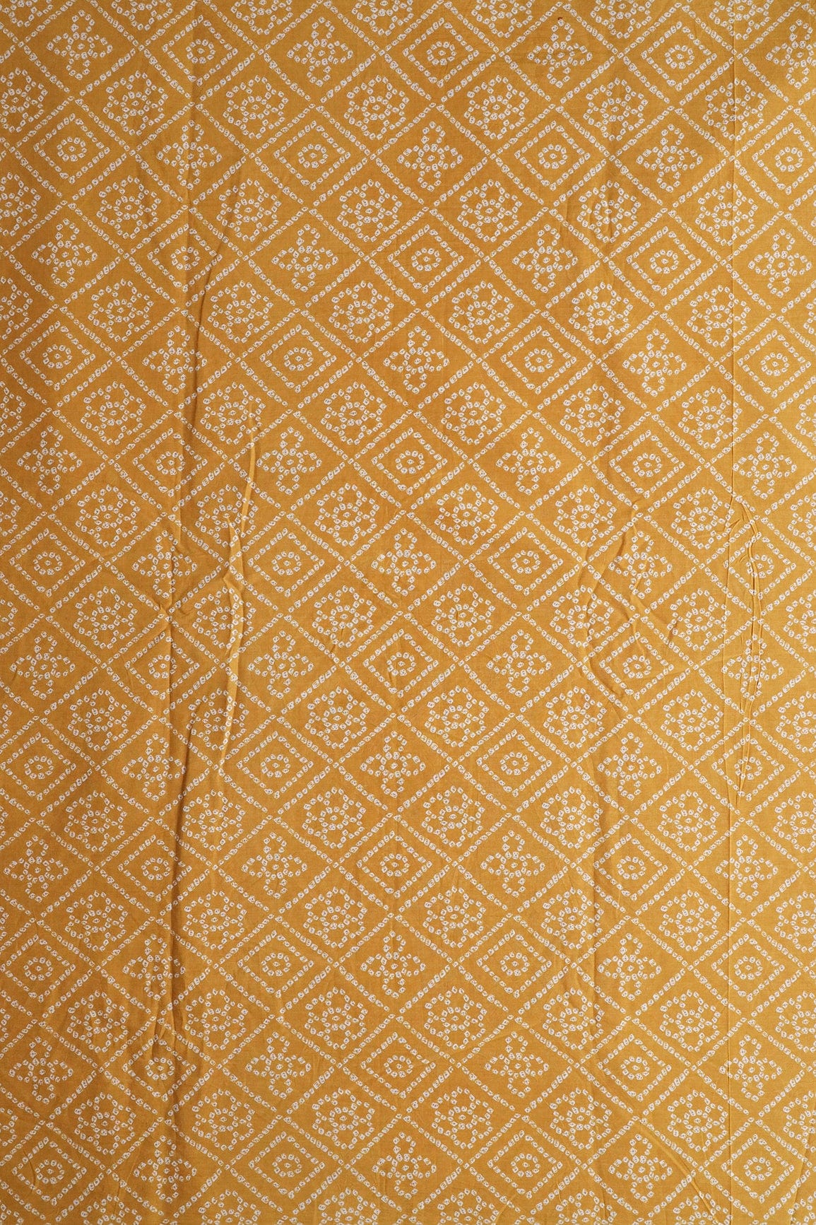 doeraa Prints Mustard Yellow And White Bandhani Print On Pure Cotton Fabric