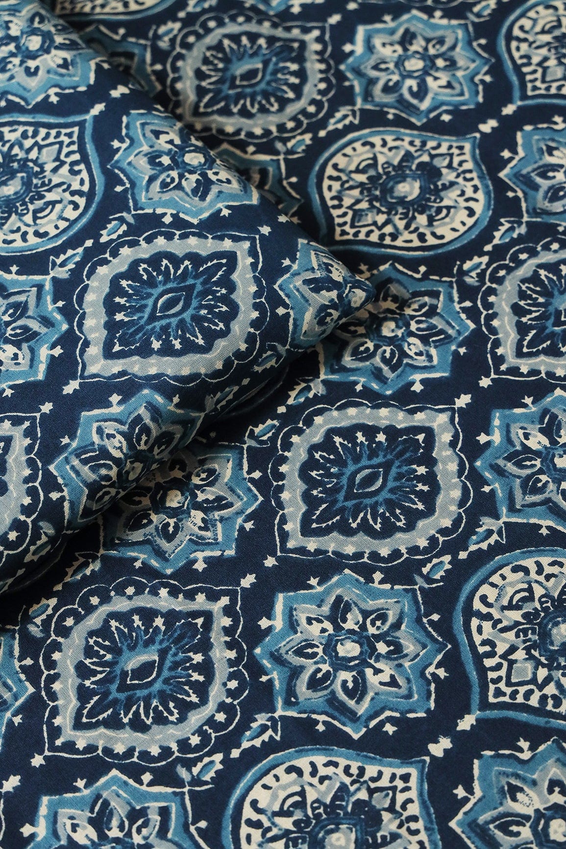 doeraa Prints Navy Blue And Grey Floral Print On Pure Cotton Fabric