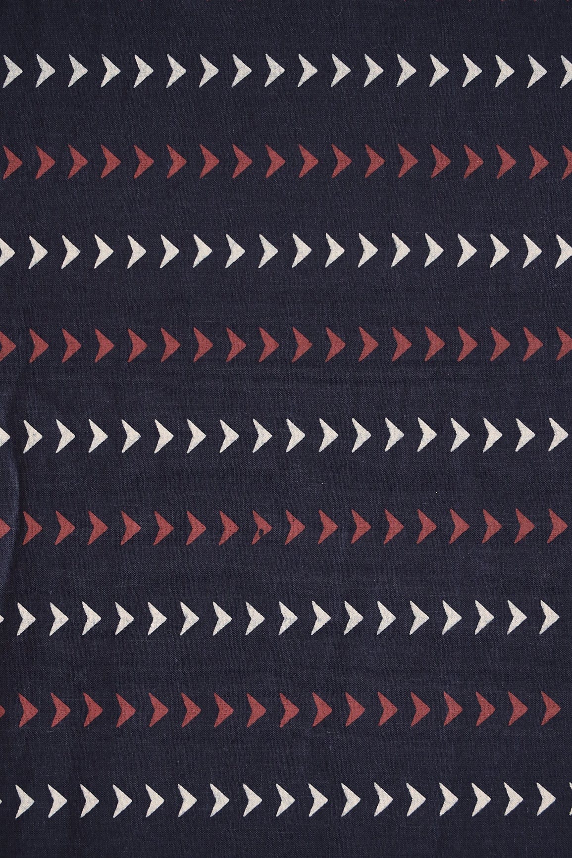 doeraa Prints Navy Blue And Red Geometric Pattern Ajrakh Screen Print on organic Cotton Fabric