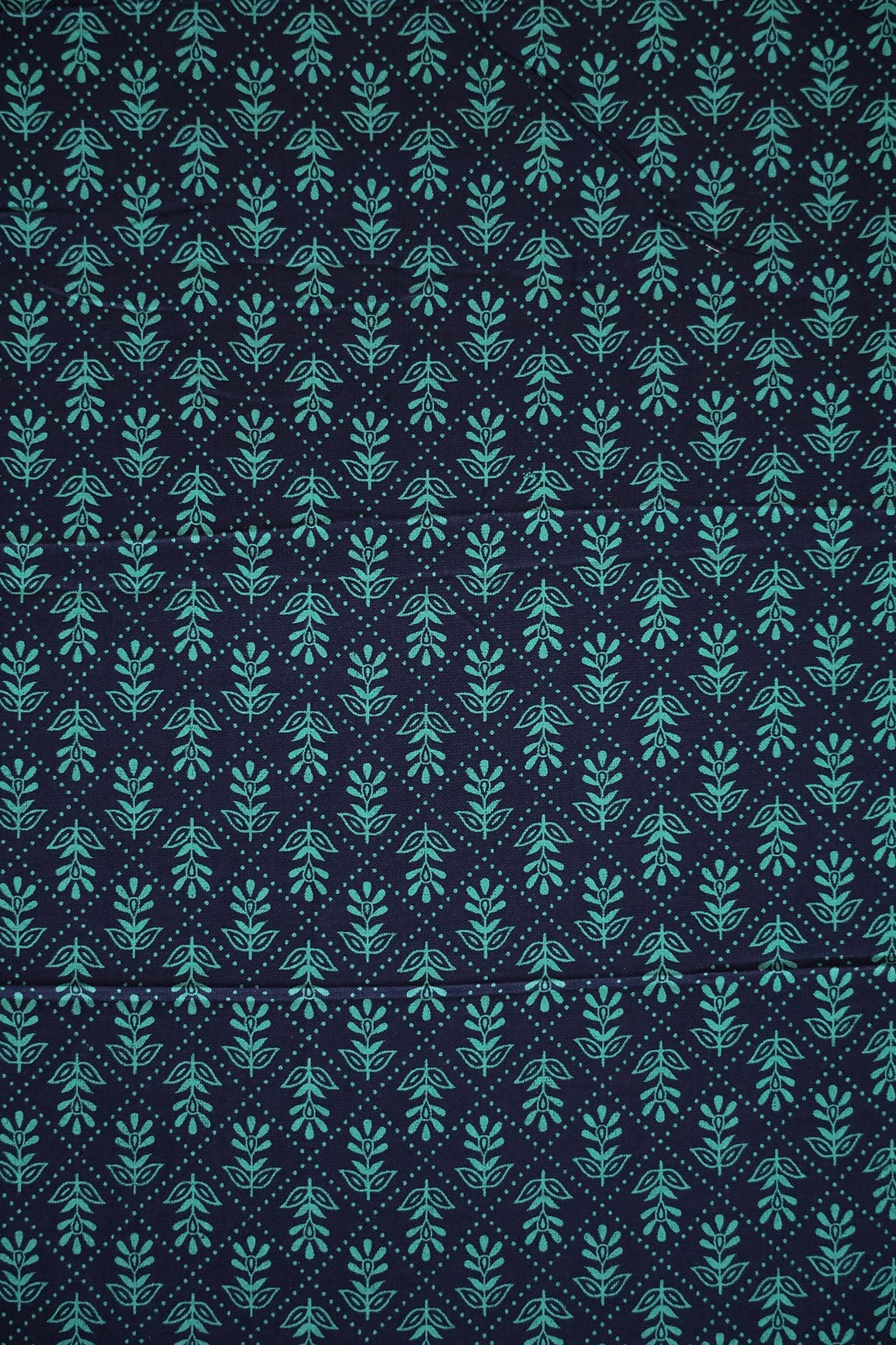 doeraa Prints Navy Blue Small Floral Booti Pattern Screen Print on cotton Rayon Fabric