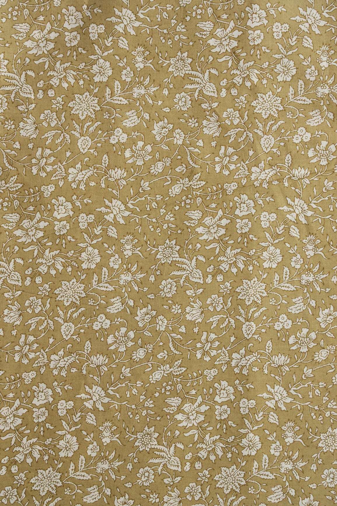 doeraa Prints Olive Green And Beige Floral Print On Pure Mul Cotton Fabric