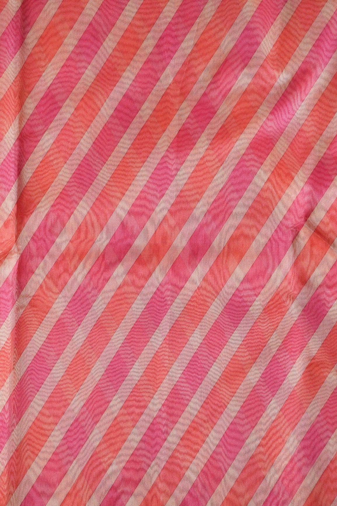 doeraa Prints Orange And Pink Stripes Digital Print On Organza Fabric
