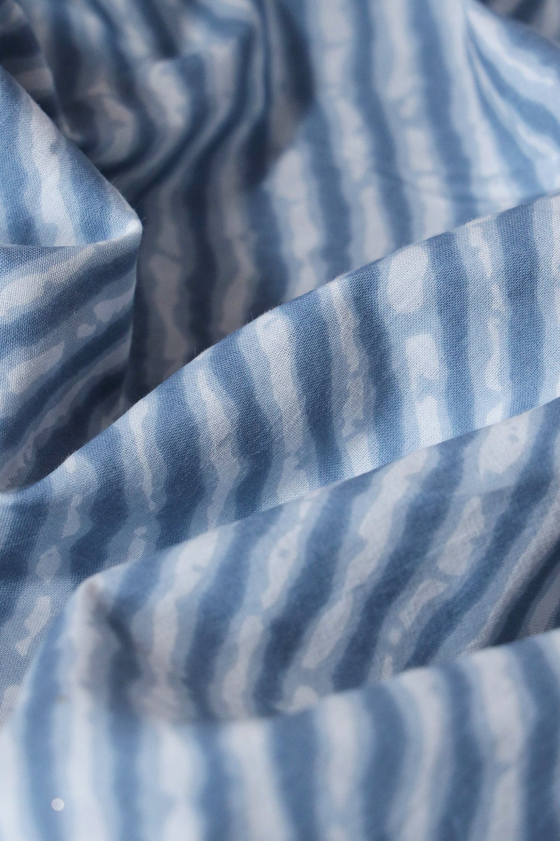 doeraa Prints Pastel Blue And White Stripes Print On Pure Cotton Fabric
