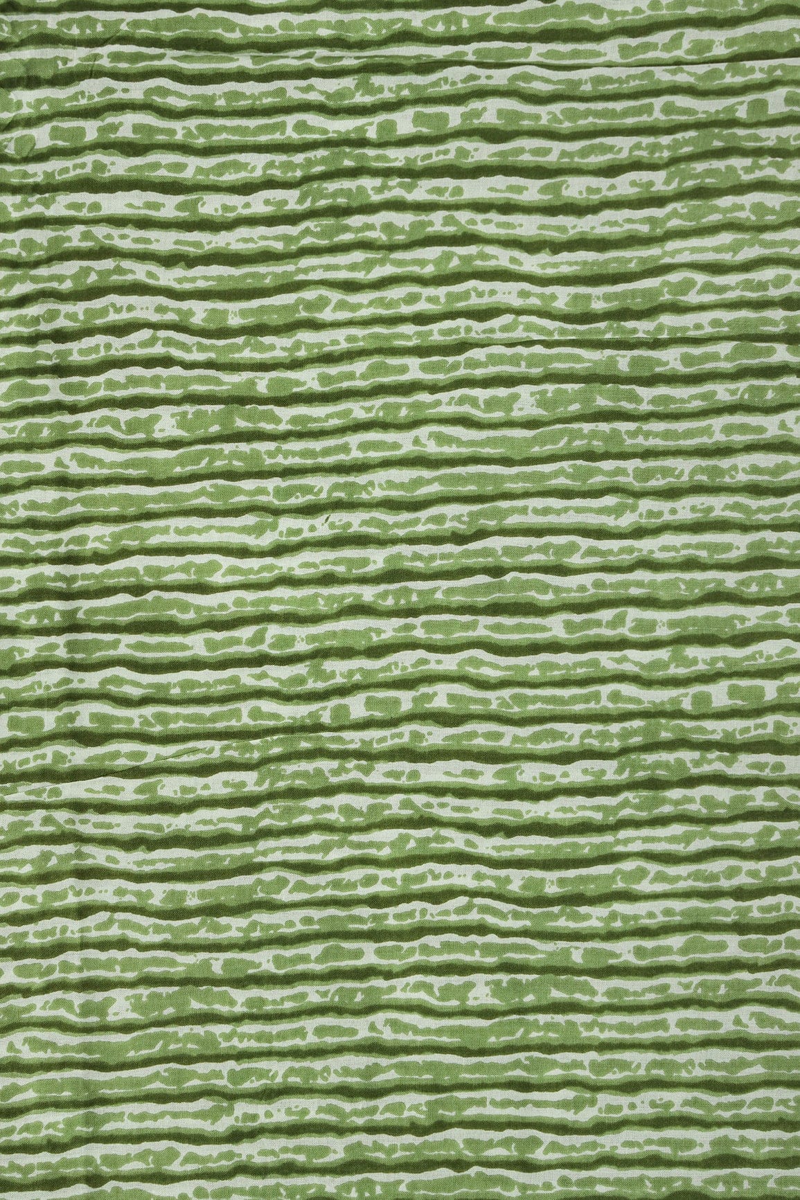 doeraa Prints Pastel Green And Dark Green Stripes Print On Pure Mul Cotton Fabric