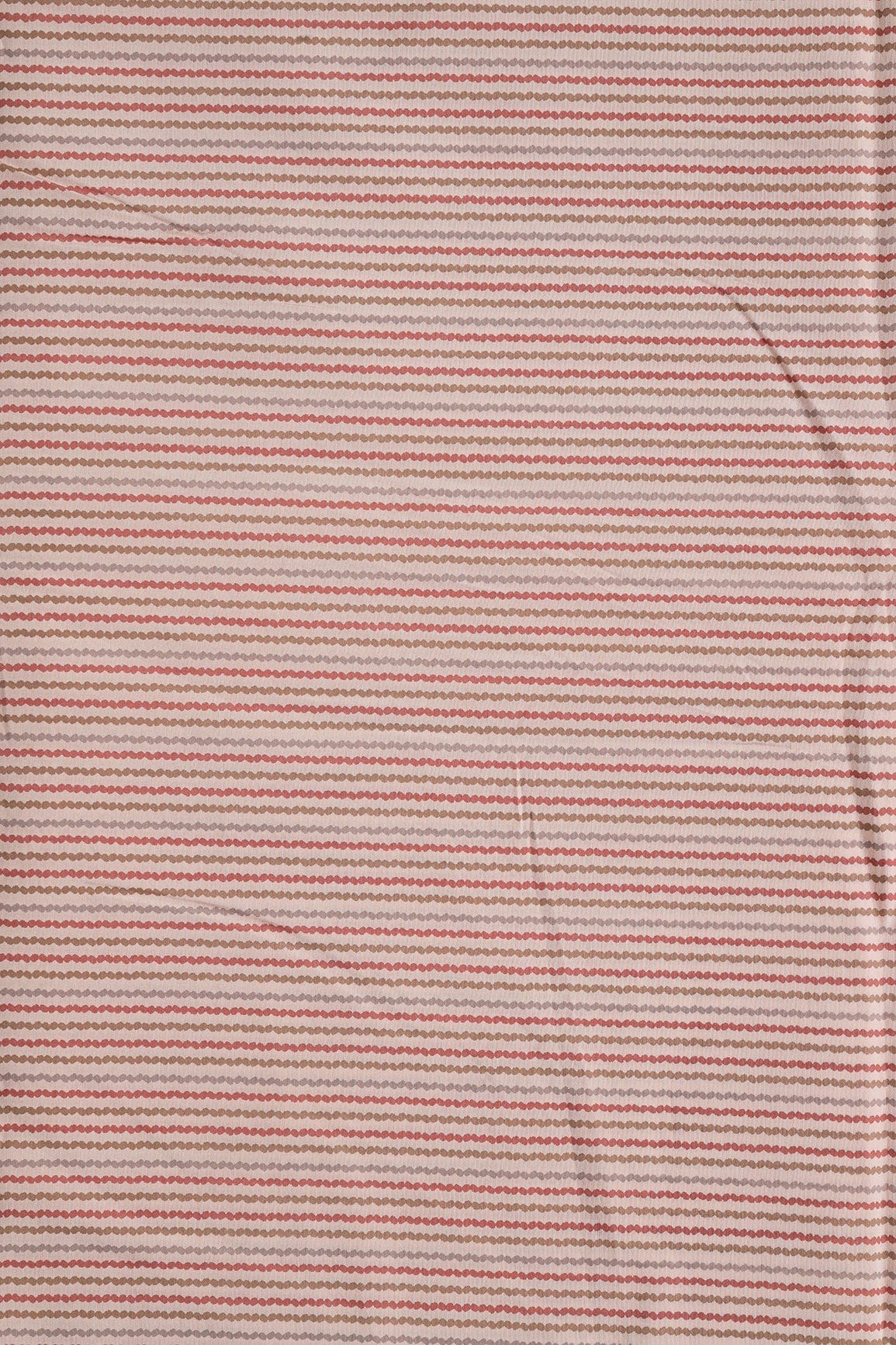 doeraa Prints Peach And Brown Stripes Print On Pure Chanderi Silk Fabric
