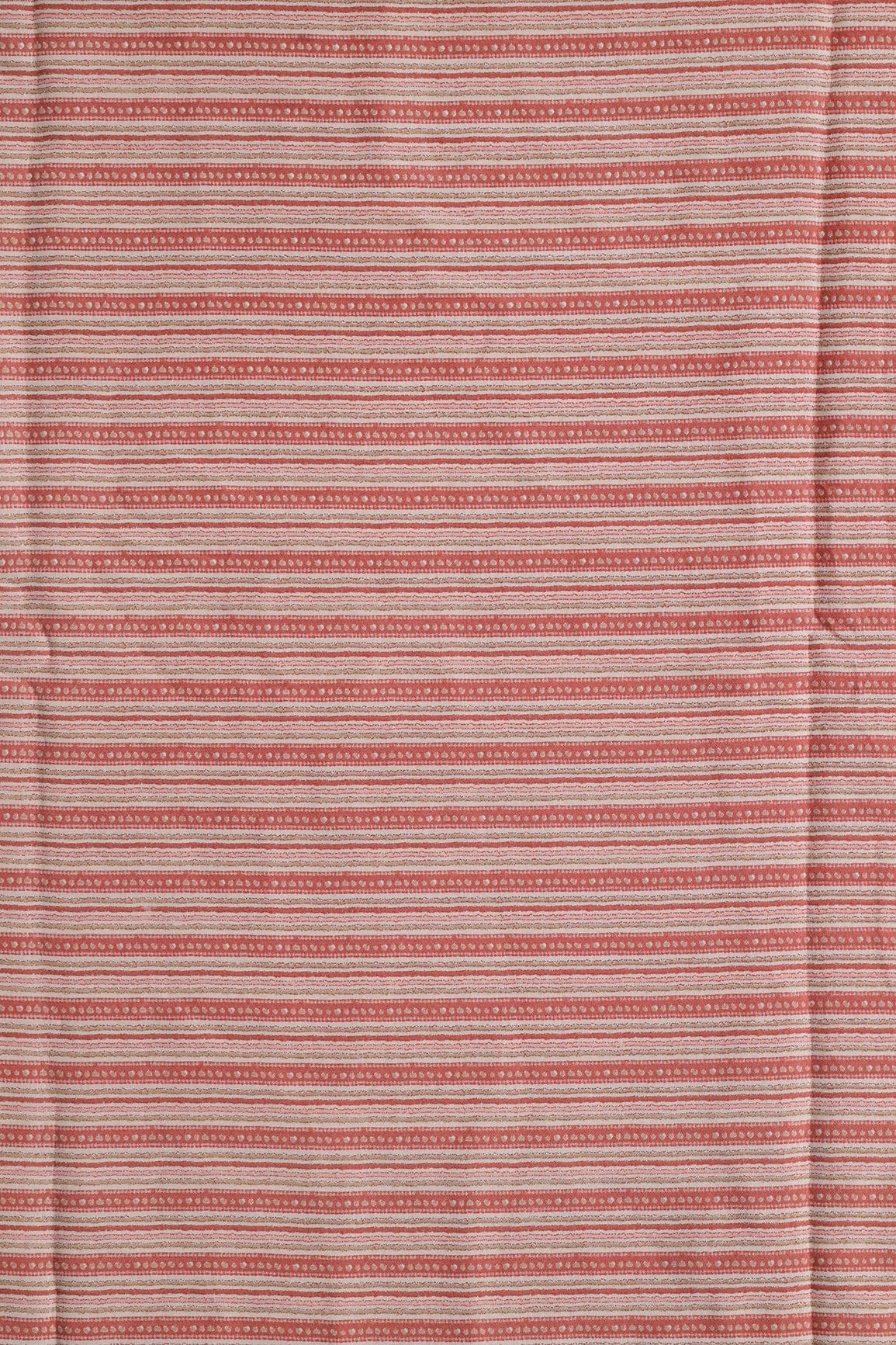 doeraa Prints Peach And Cream Stripes Print On Pure Chanderi Silk Fabric