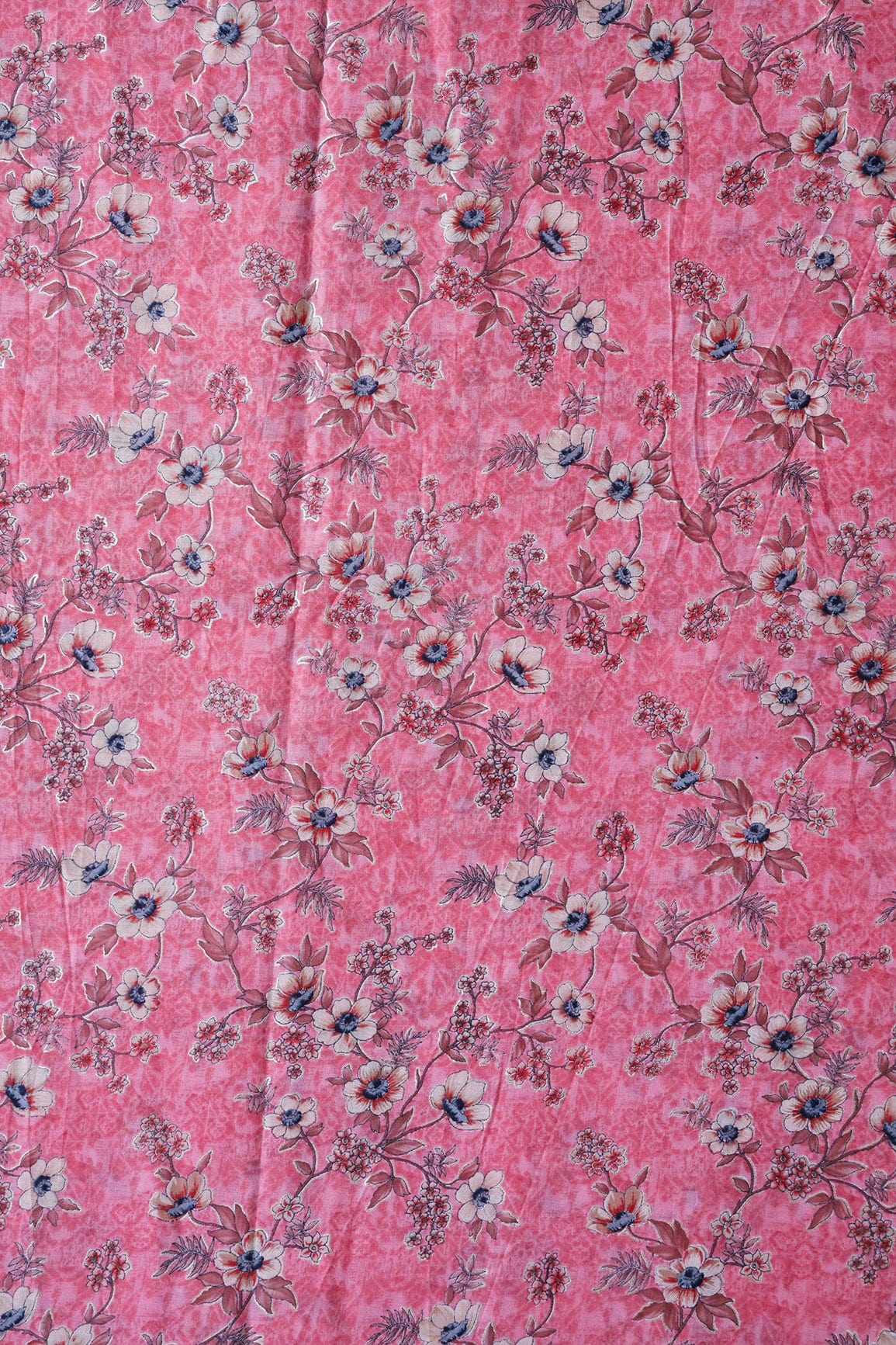 doeraa Prints Pink And Beige Color Floral Foil Print On Pure Mul Cotton Fabric