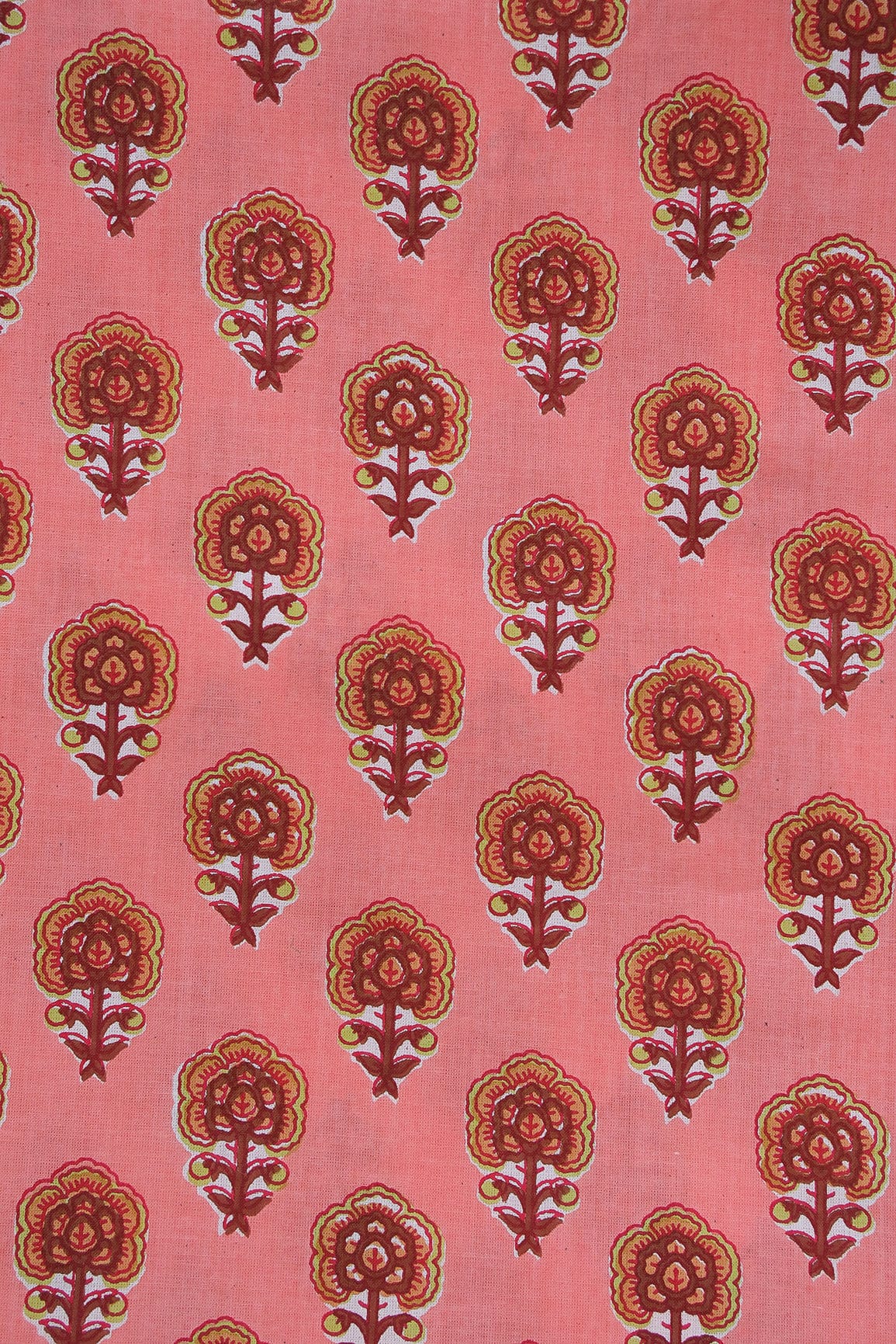 doeraa Prints Pink Floral Booti Screen Print On organic Cotton Fabric