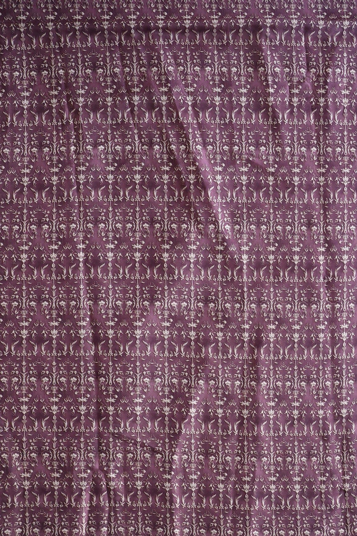 doeraa Prints Pulm Purple Ethnic Pattern Digital Print On Satin Fabric