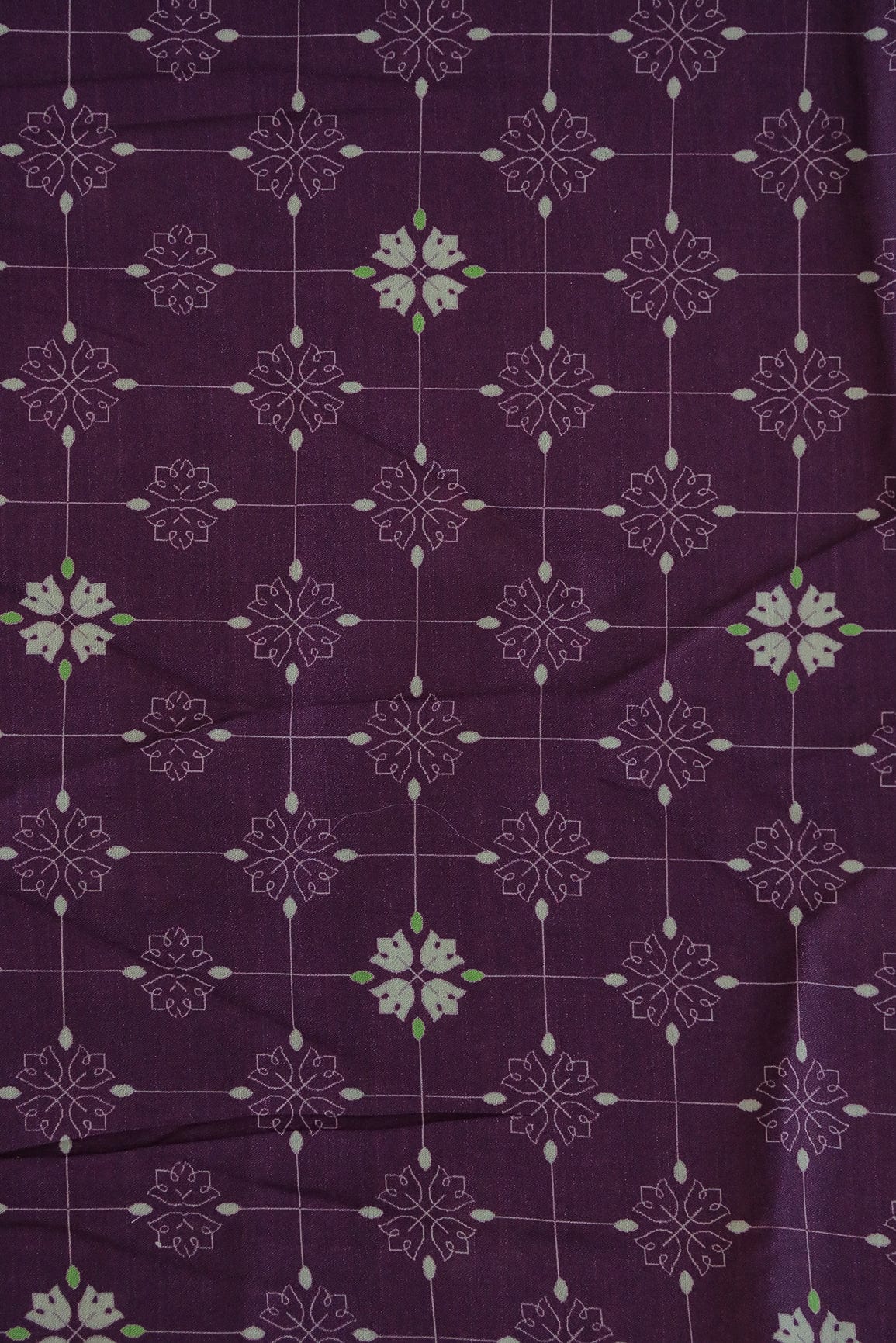 doeraa Prints Purple Floral Geometric Digital Print on Tussar Satin Fabric