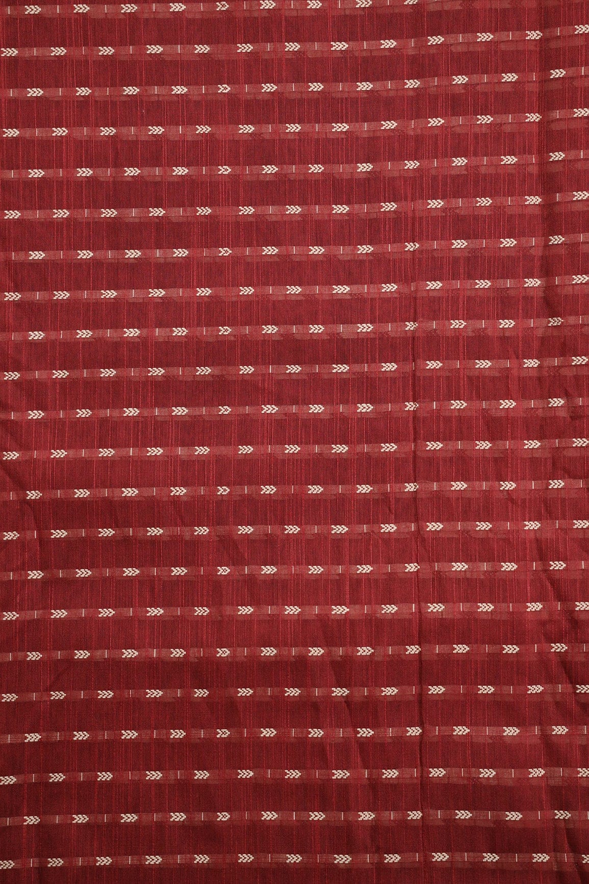 doeraa Prints Red And Beige Geometric Pattern Handwoven Two Tone Chanderi Silk Fabric