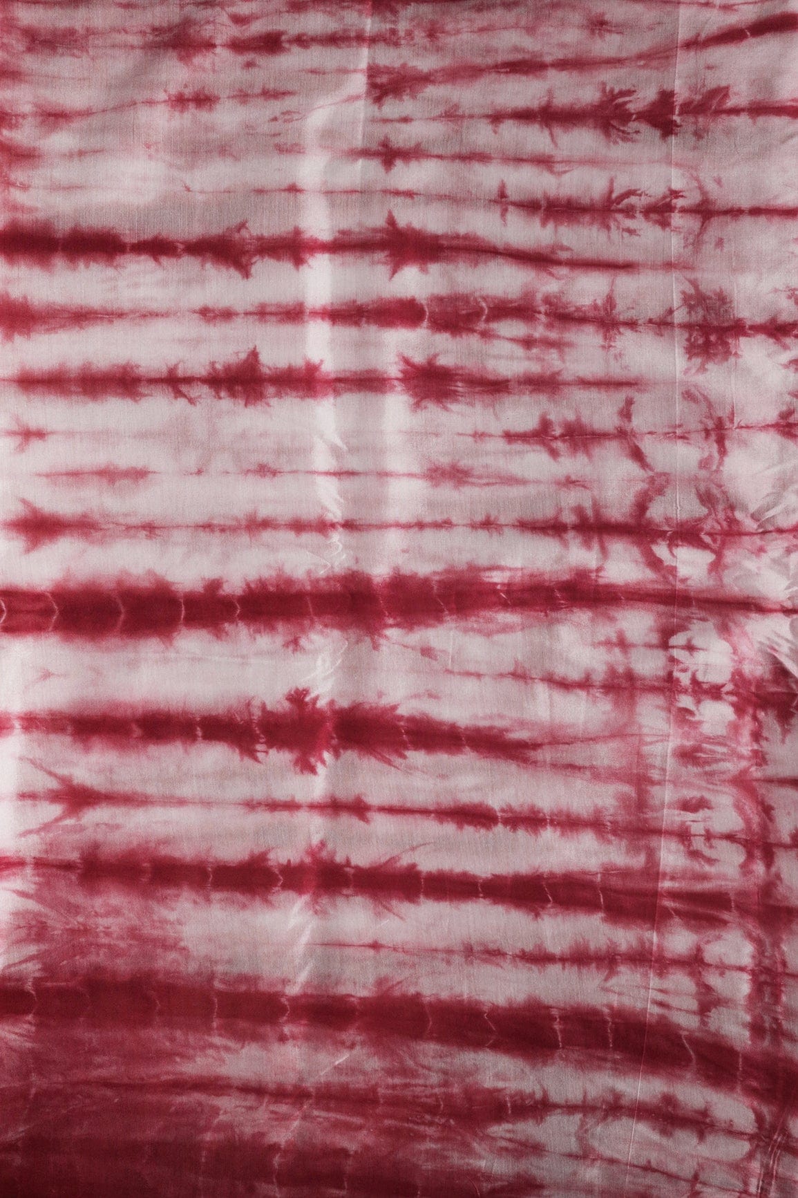 doeraa Prints Red And White Tie & Dye Shibori Print On Pure Muslin Silk Fabric
