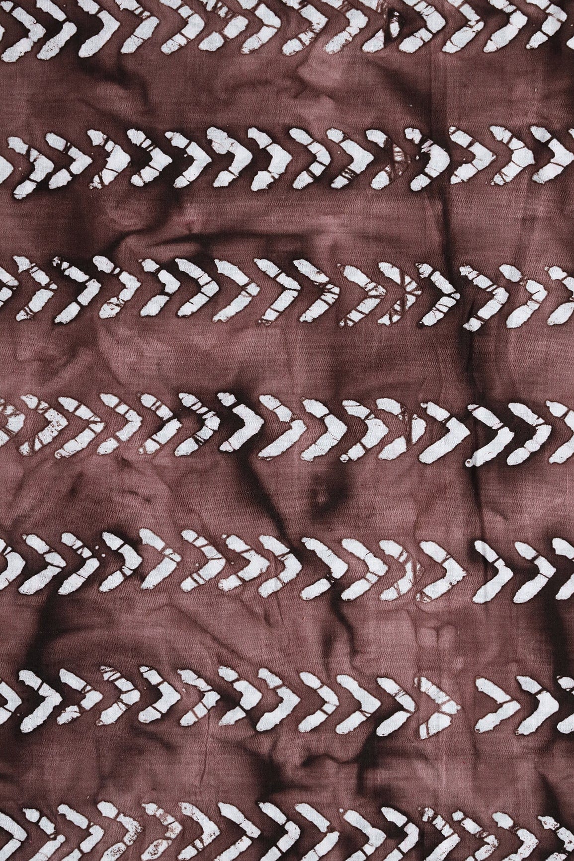 doeraa Prints White And Brown Geometric Pattern Batik Hand block Organic Cotton Fabric