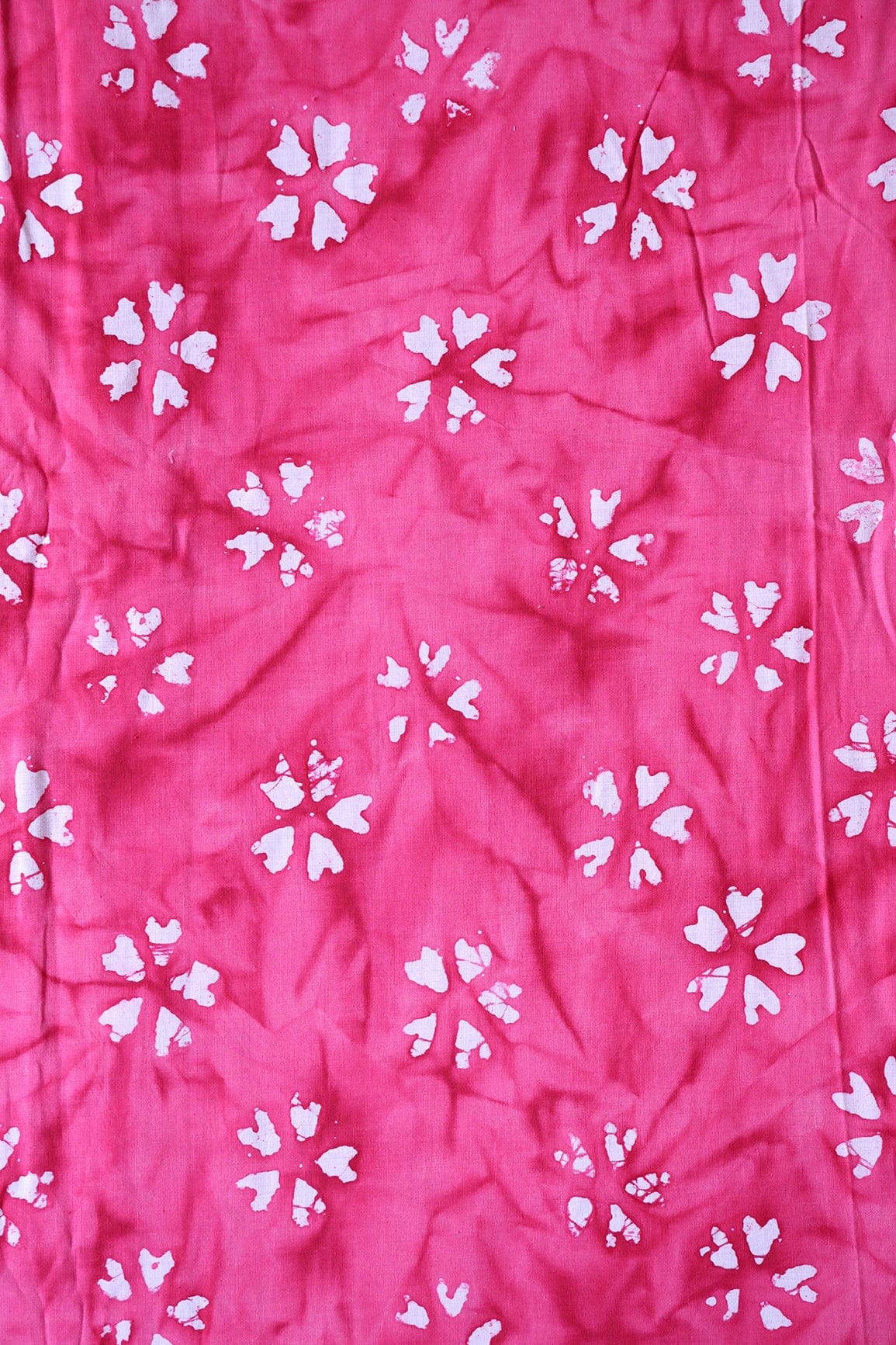 doeraa Prints White And Dark Pink Small Floral Pattern Batik Handblock Organic Cotton Fabric
