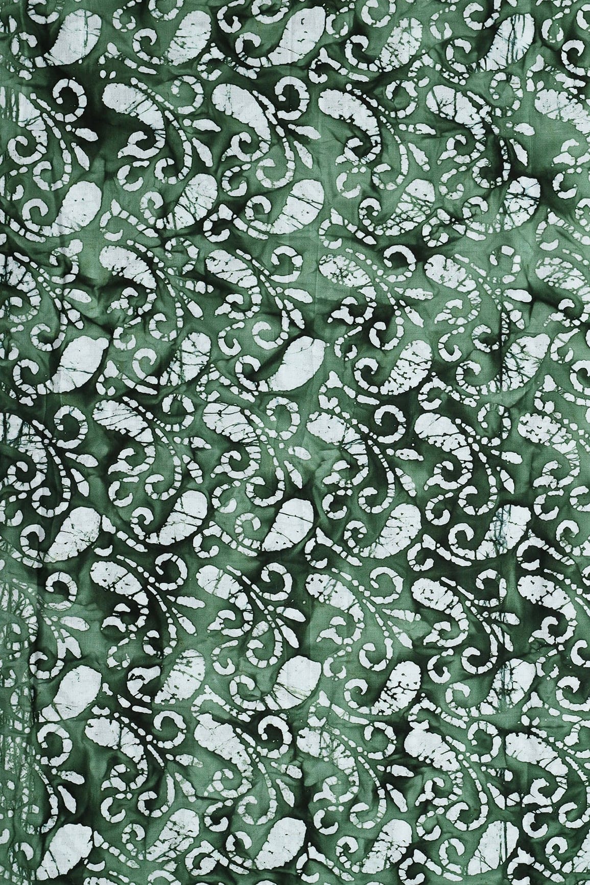 doeraa Prints White And Green Paisley Pattern Batik Handblock Organic Cotton Fabric