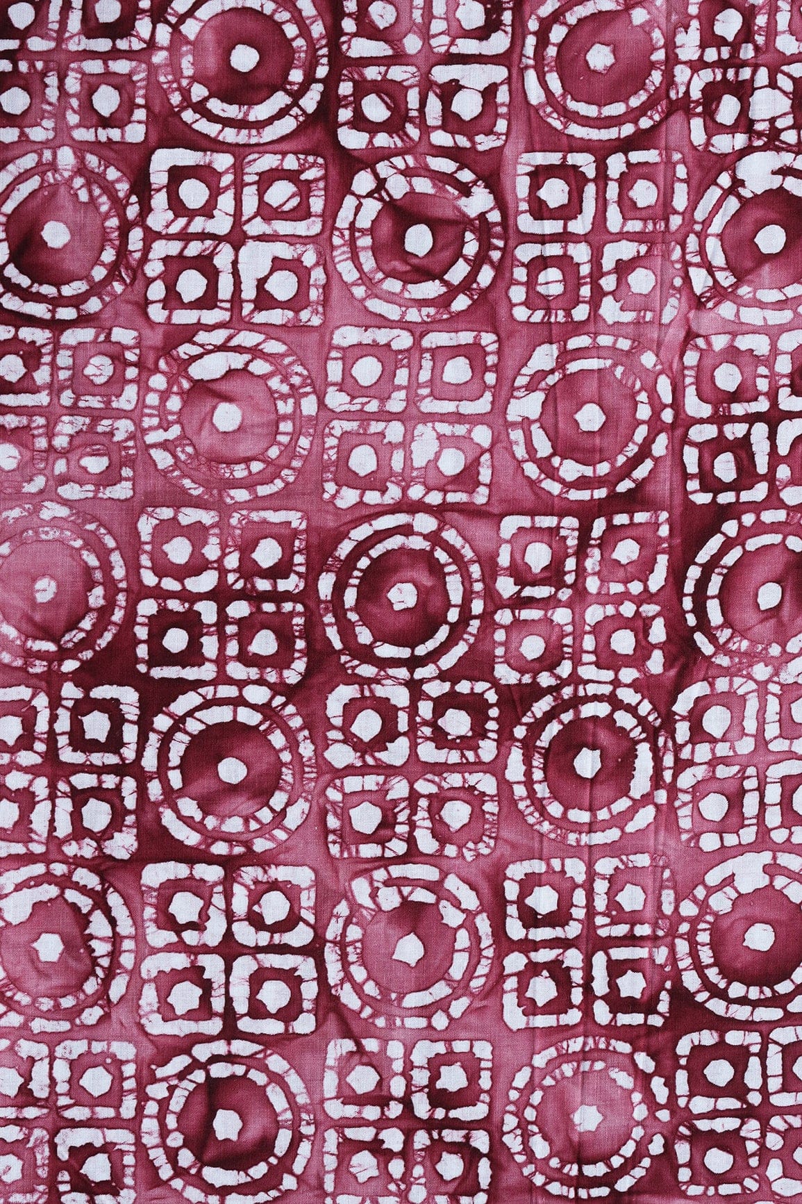 doeraa Prints White And Rouge Pink Geometric Pattern Batik Handblock Organic Cotton Fabric