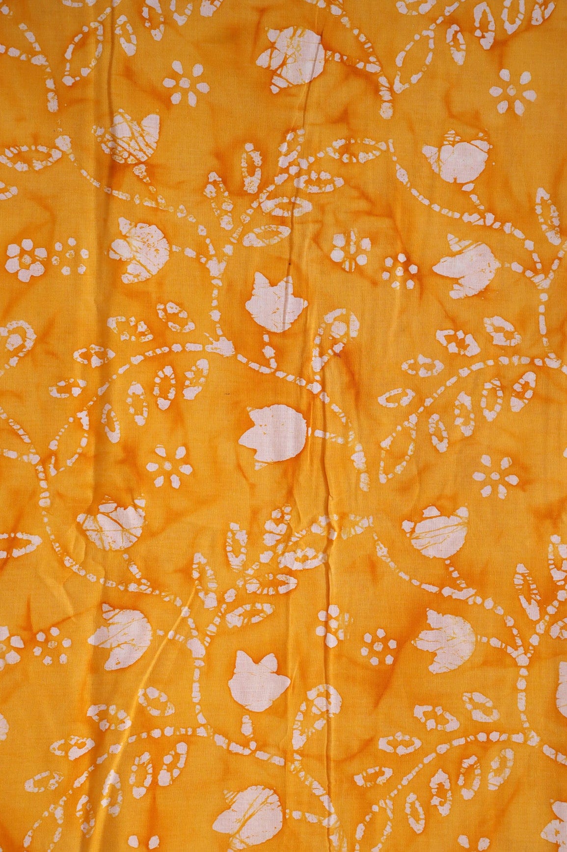 doeraa Prints White And Yellow Floral Pattern Batik Handblock Organic Cotton Fabric