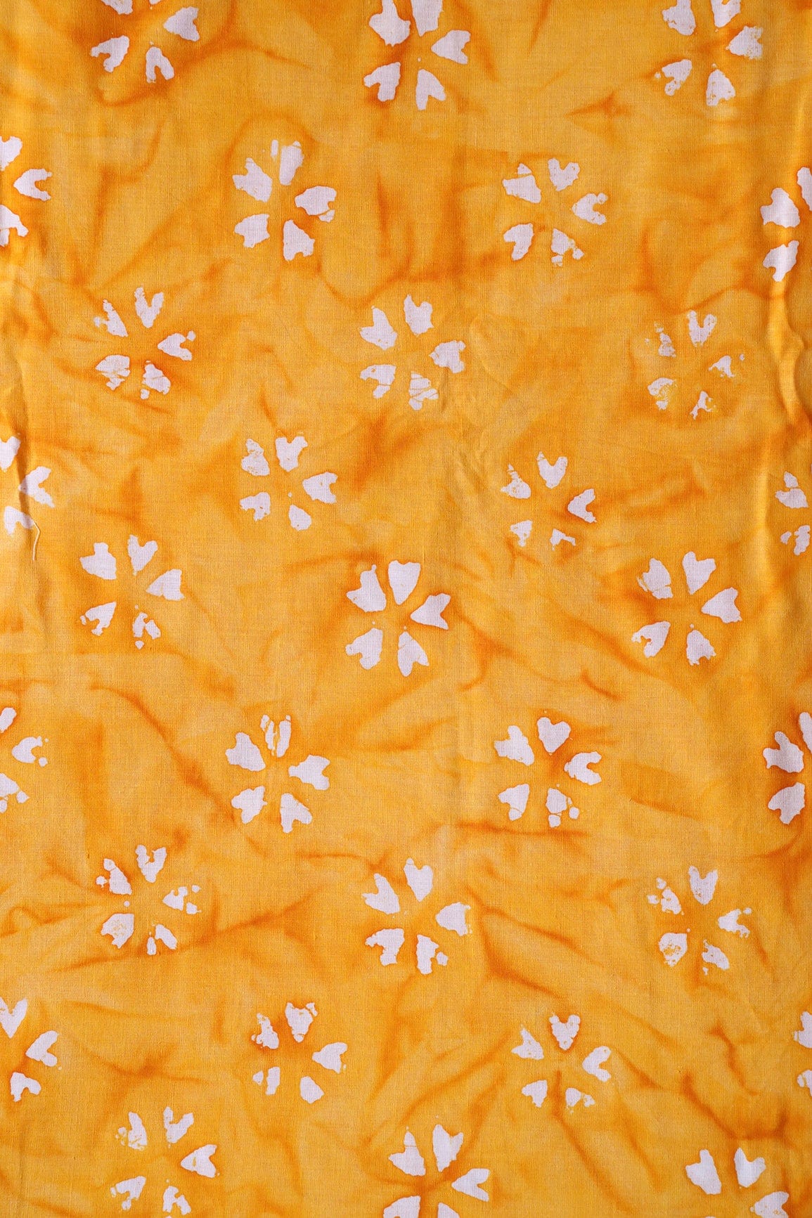 doeraa Prints White And Yellow Small Floral Pattern Batik Handblock Organic Cotton Fabric