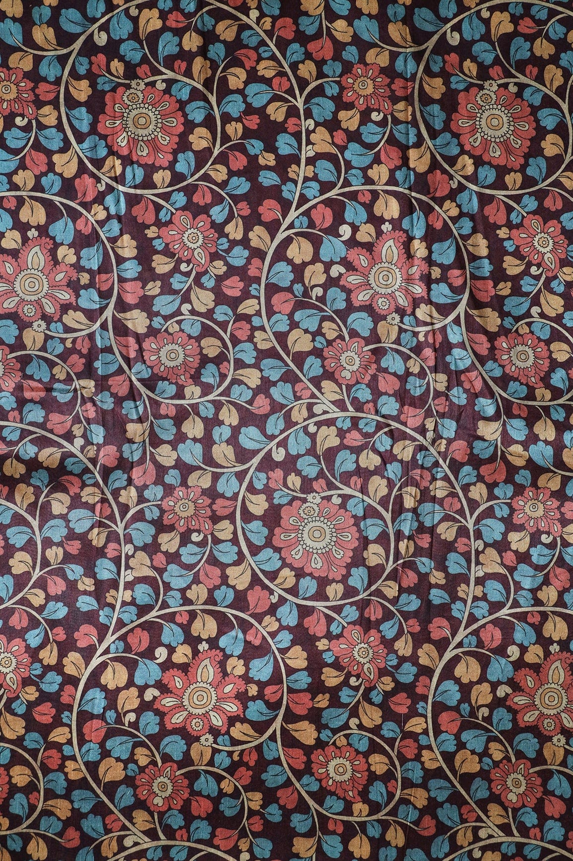 doeraa Prints Wine And Tomato Red Floral Pattern Digital Print On Mulberry Silk Fabric