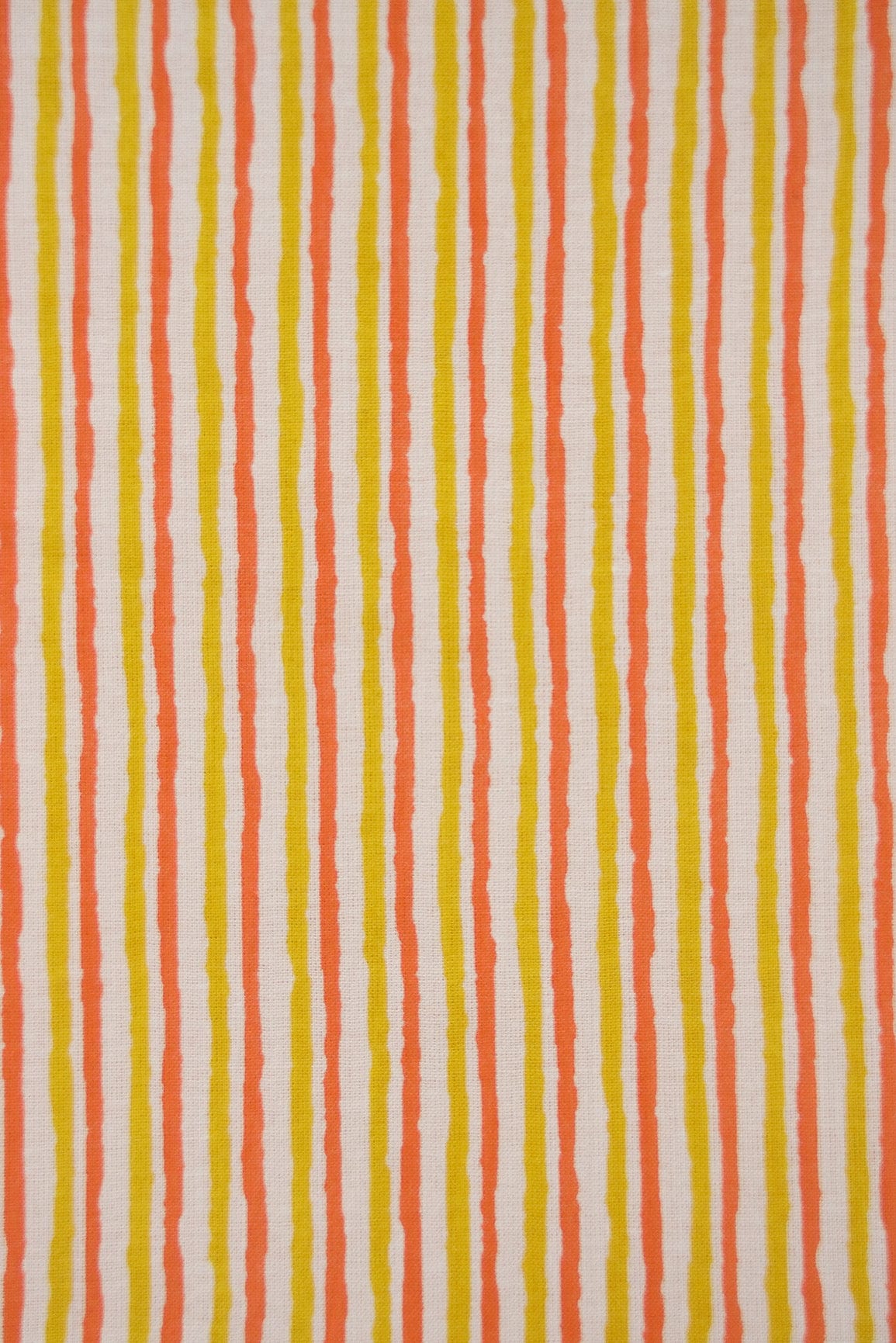 doeraa Prints Yellow and Orange Stripes Screen Print on organic Cotton Fabric