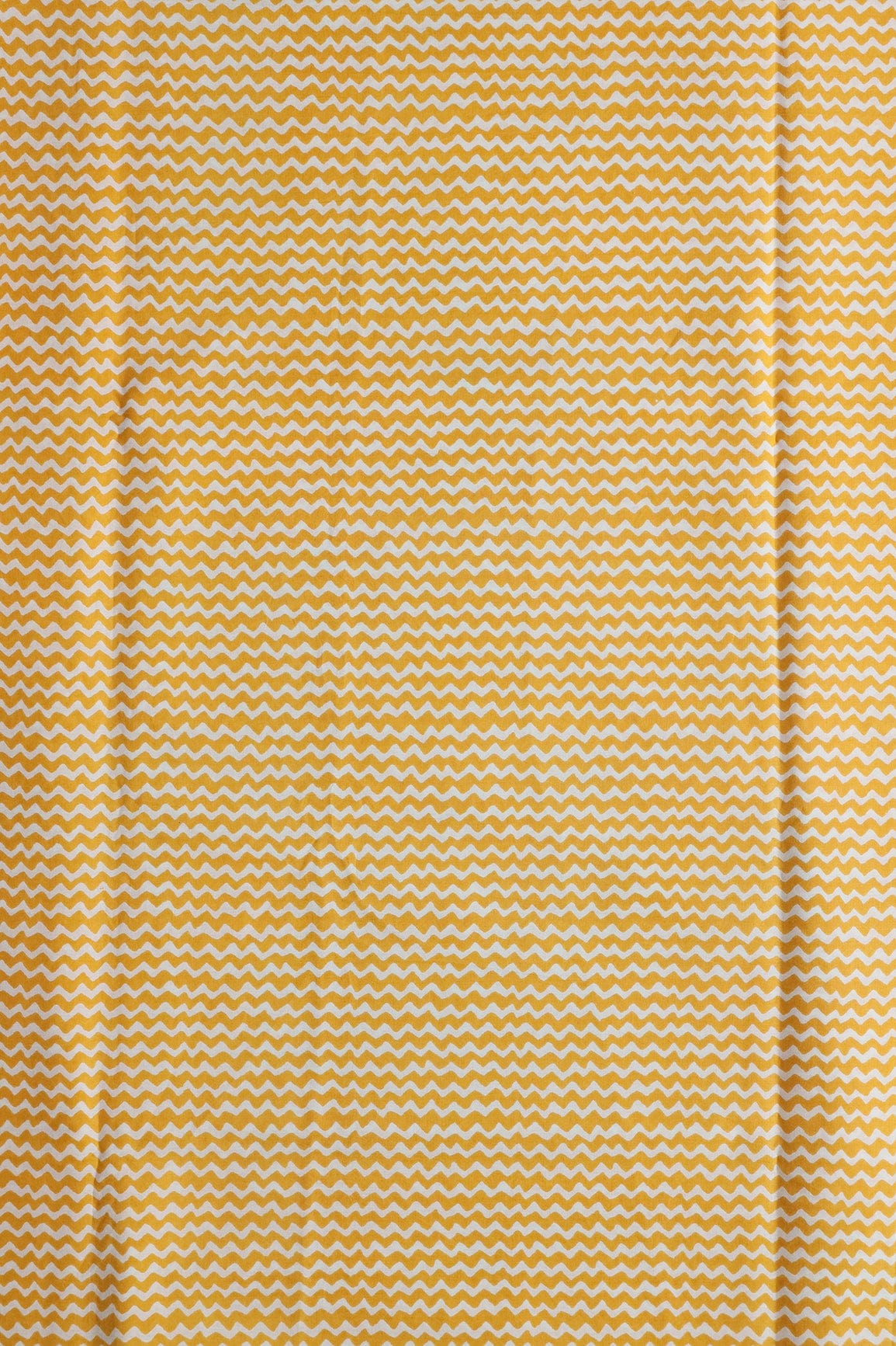 doeraa Prints Yellow And White Chevron Print On Pure Cotton Fabric
