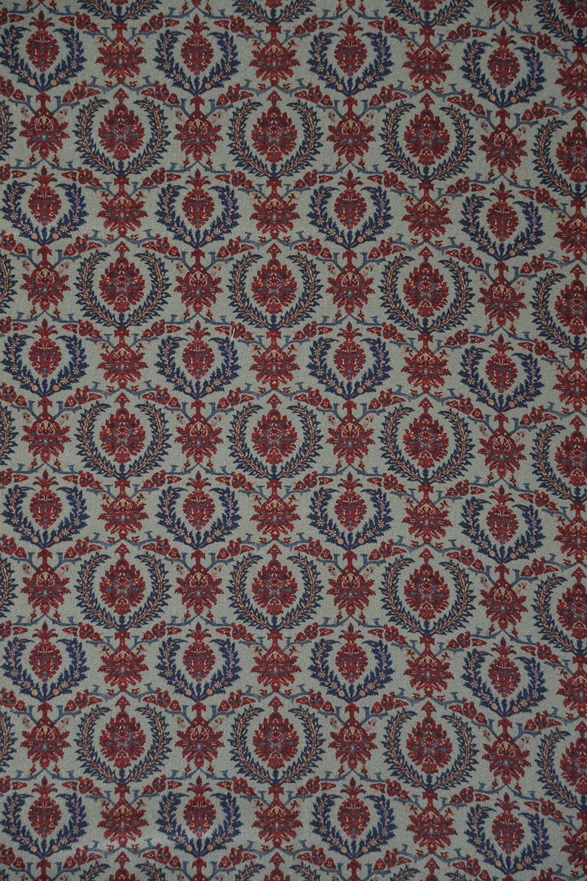 Red And Grey Trellis Pattern Digital Print On Satin Fabric - doeraa