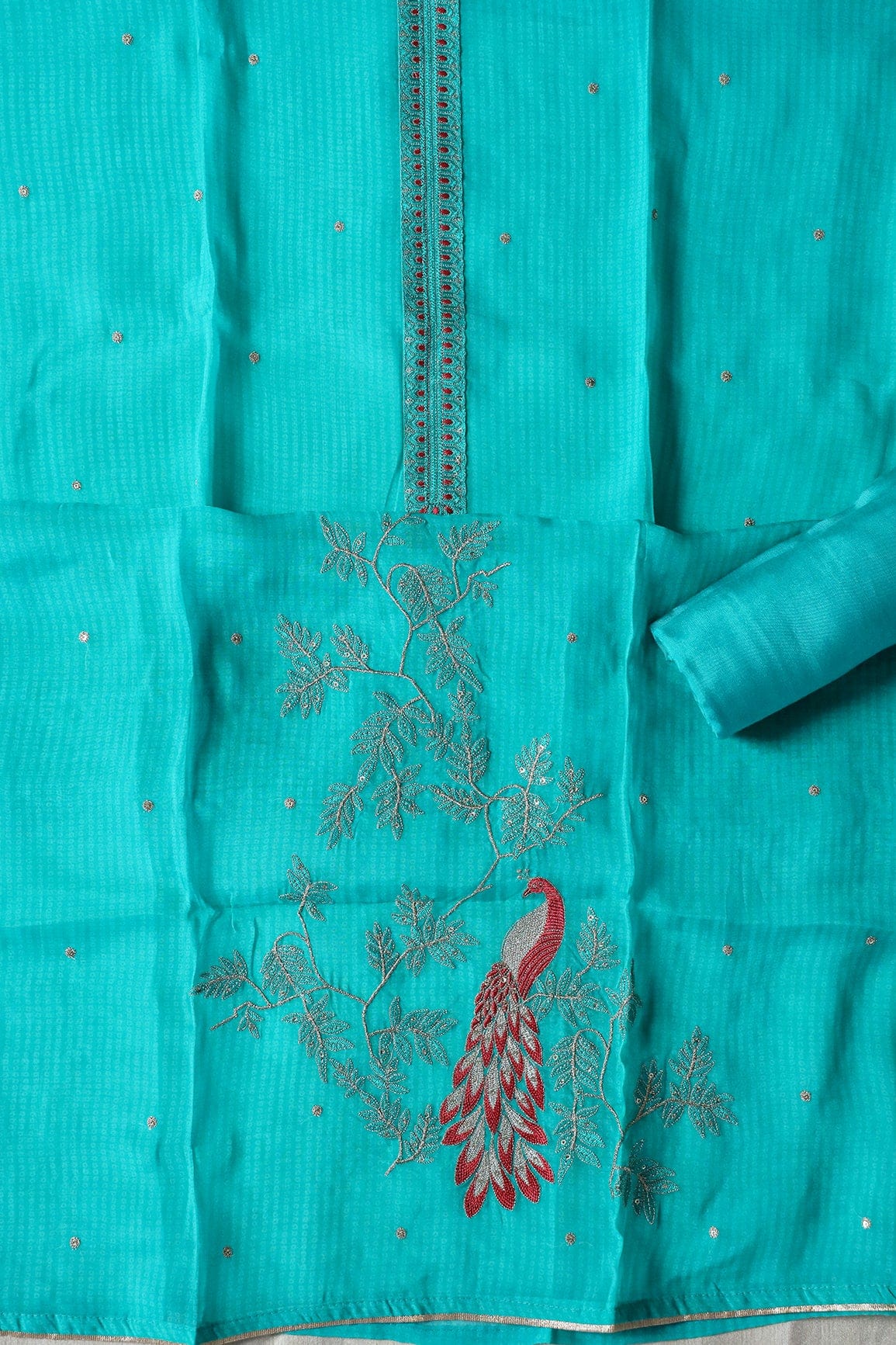 doeraa Semi Stitched Copy of Orange Semi Stitched Pure Organza Suit Set (3 piece)