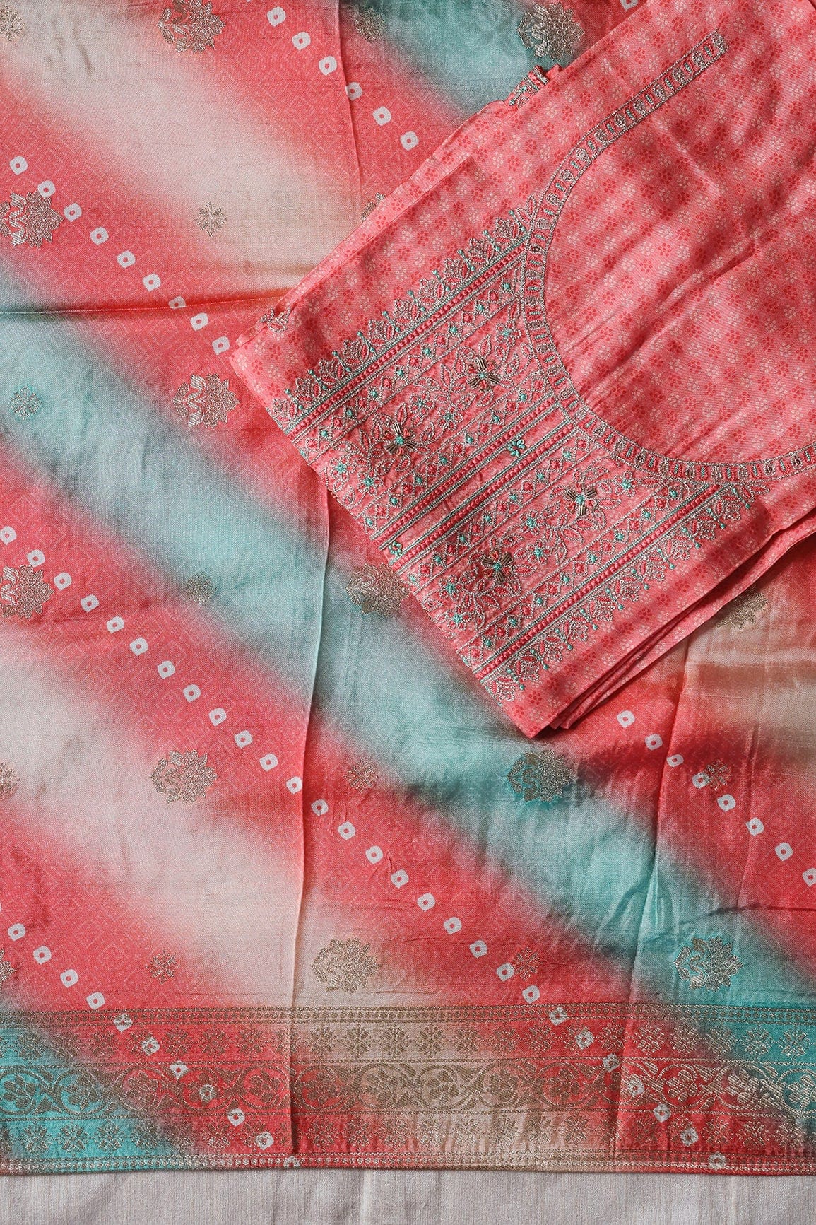 doeraa Semi Stitched Gajri Pink Semi Stitched Pure Dola Silk Suit Set (3 piece)