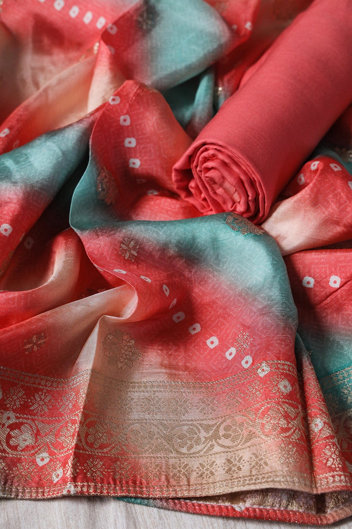 doeraa Semi Stitched Gajri Pink Semi Stitched Pure Dola Silk Suit Set (3 piece)