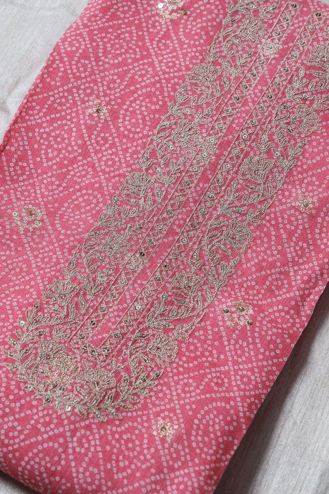 doeraa Semi Stitched Pink Semi Stitched Pure Linen Jacquard Suit Set (3 piece)