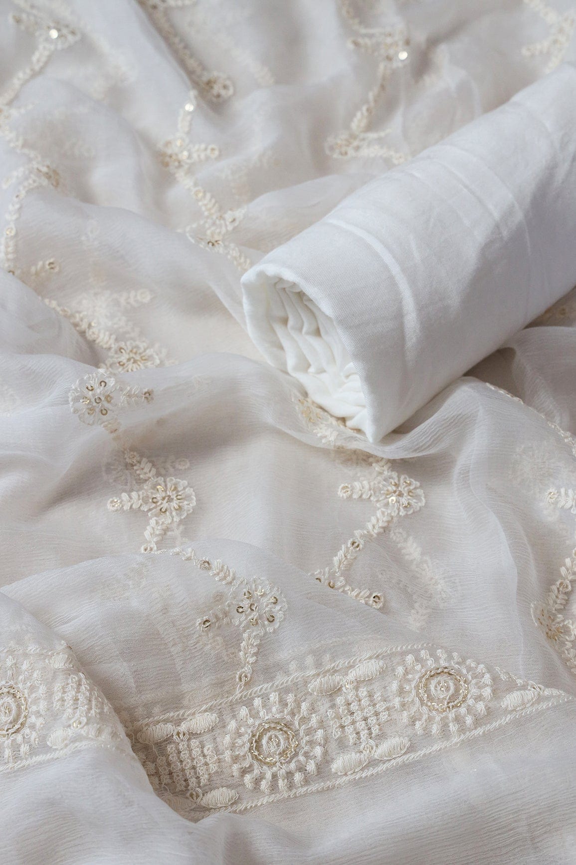 doeraa SUIT SETS Dyeable Lucknowi Semi Stitched Pure Viscose Georgette Suit Set (3 piece)
