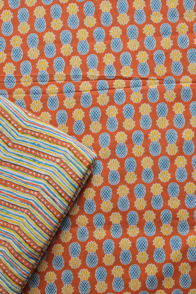 doeraa SUIT SETS Orange And Blue Pure Cotton Unstitched Suit Set (2 Piece)