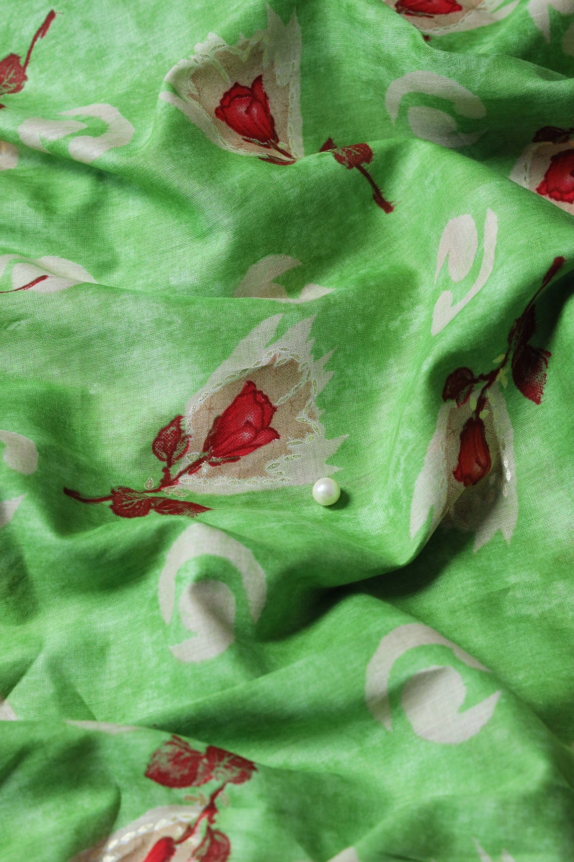 doeraa SUIT SETS Parrot Green And Beige Pure Mul Cotton Unstitched Suit Set (2 Piece)