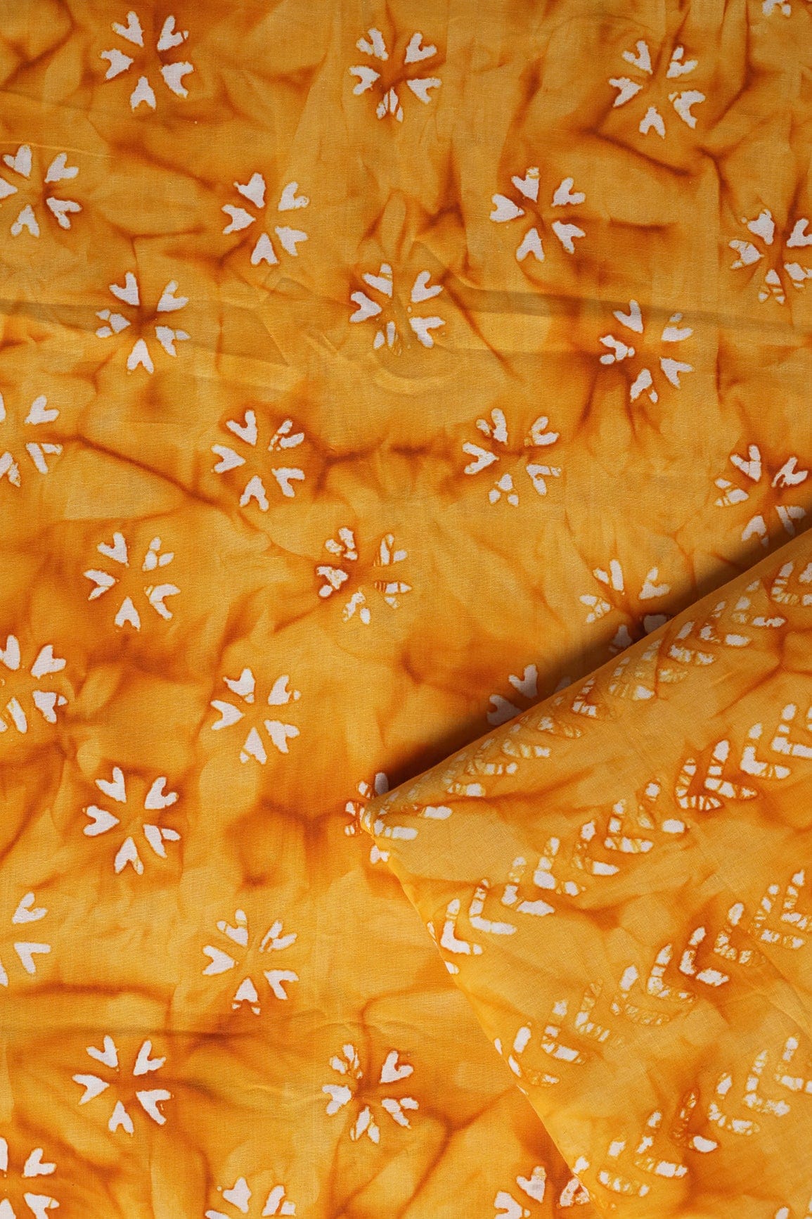 doeraa SUIT SETS White And Yellow Batik Handblock Cotton Unstitched Suit (2 Piece)